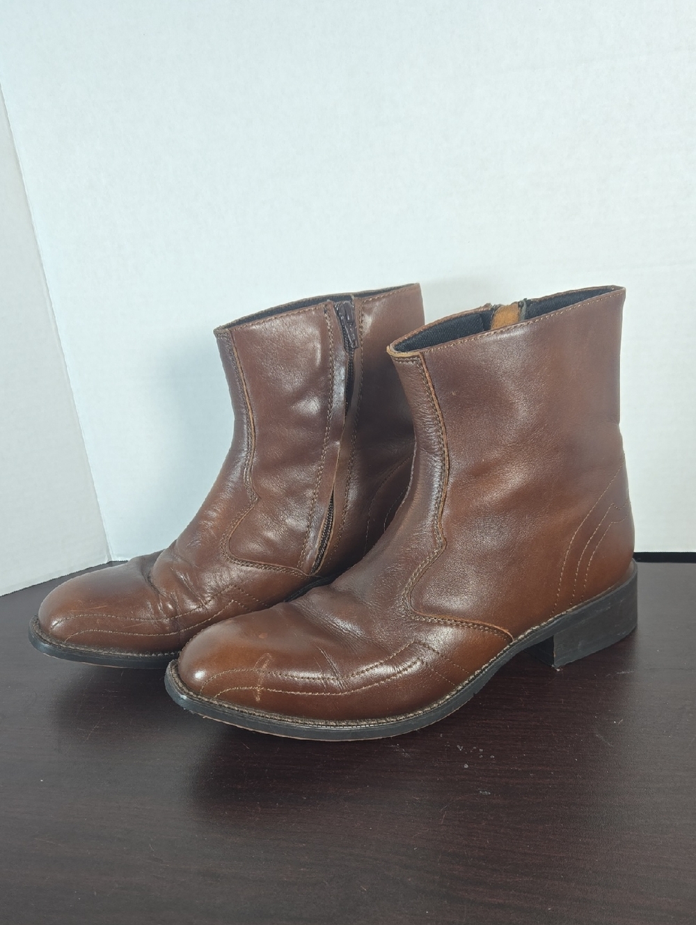 Laredo Mens 62007 Boot Ankle Boot  Casual Zip Brown Leather 8.5 EW Extra Wide